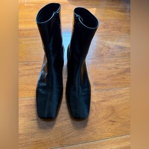 Mango Classic Black leather Women's Square-Toe Ankle Boots size 37